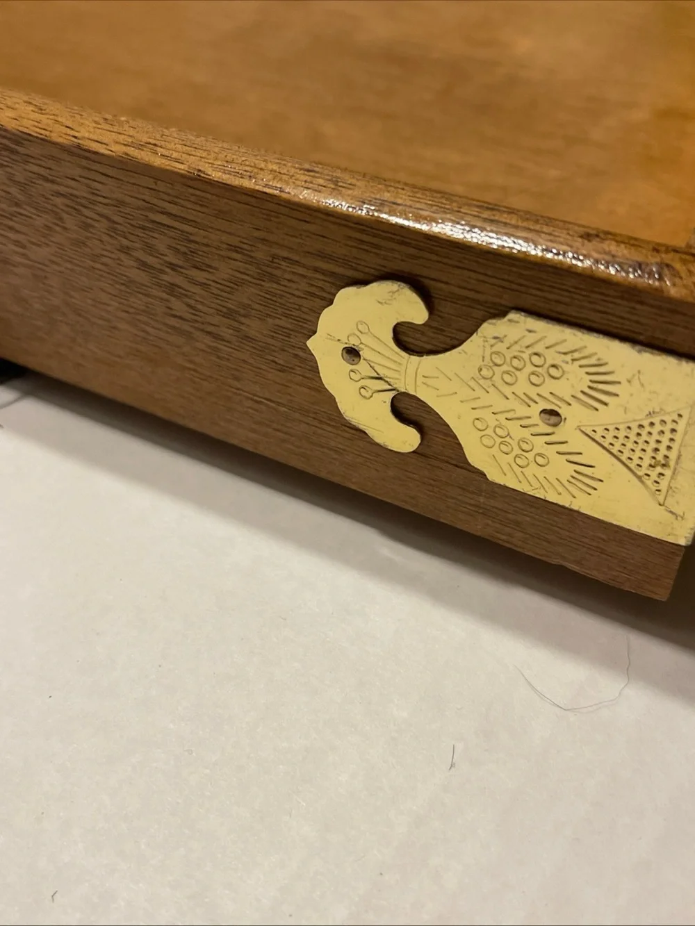 Bombay Wood Serving Tray with Brass Accents - Brown vintage